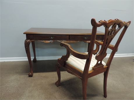 Vintage Solid Wood Desk and Chair