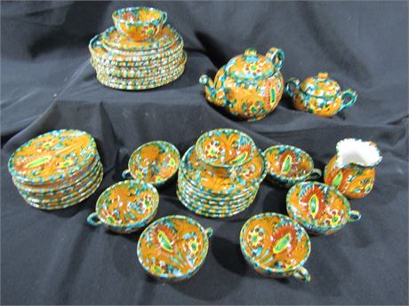 Marked Italy Dinnerware Pottery Hand Painted Set