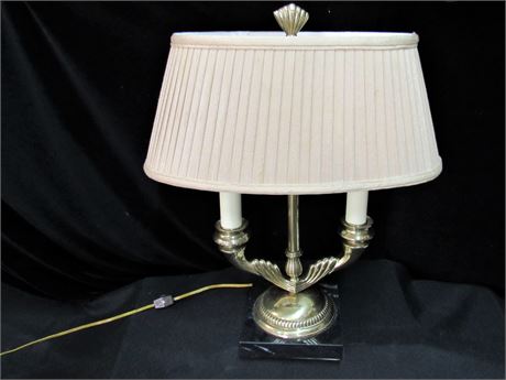 2 Candle Style Brass Desk/Table Lamp with Marble Base