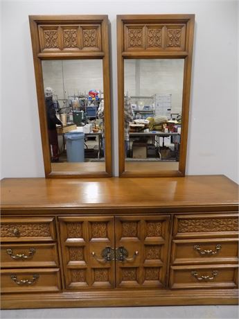 United Furniture Double Dresser and Mirror