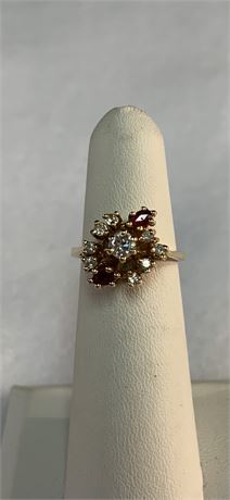 14 KT YELLOW GOLD Stunning  Ruby Diamond Ring