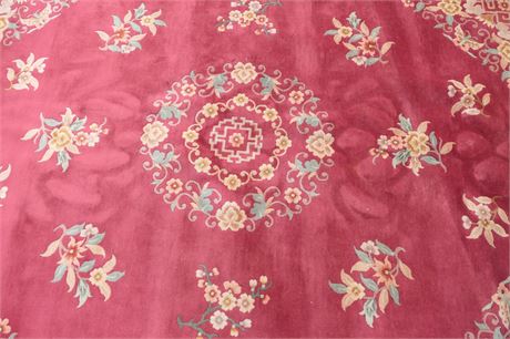 Lavish Red Asian Inspired Wool Rug (Chinese maybe)