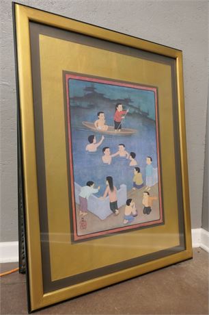 "Bathing"  by Mai-Thu (1906-1980) from series Echo of a Dreamed Vietnam