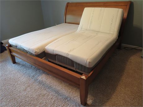 SLEEP SCIENCE Adjustable Split King Sleigh Bed w/Massage Function