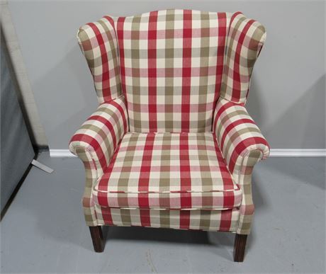 Wing-Back Plaid Side Chair