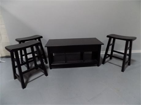 Black Table and Stools