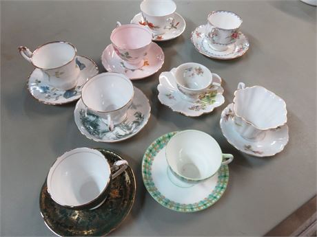 Assorted Porcelain Tea Cups & Saucers
