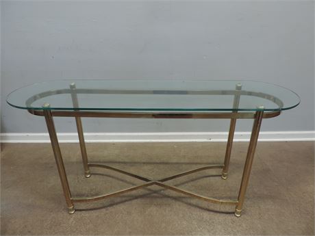 Contemporary Brass Style Glass Top Table