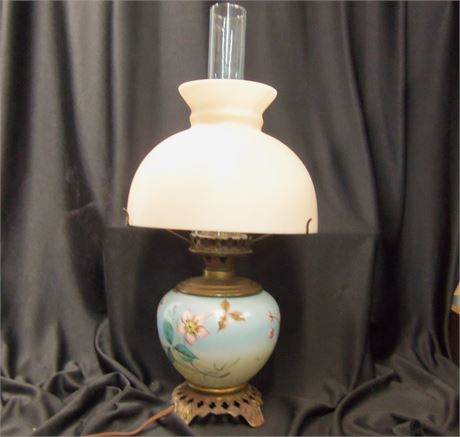 Vintage Hand Painted Brass Lamp