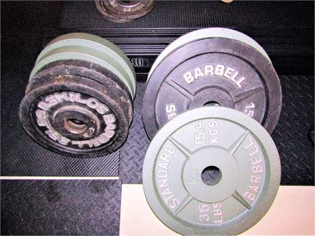 Standard/Olympic Barbell Weight Plates, (4) 25 lbs. (3) 35 lbs.
