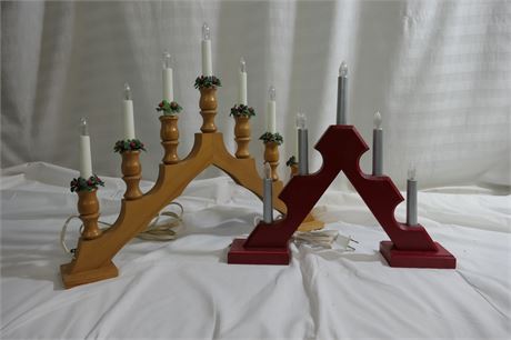 Lot of Large Swedish Style Electric Window Candle Triangles