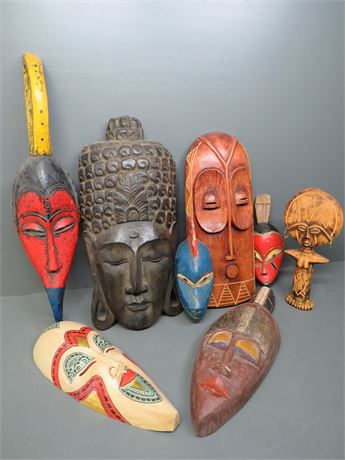 African Tribal Masks Wooden Wall Art