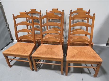 Ladder Back Rush Seat Dining Chairs