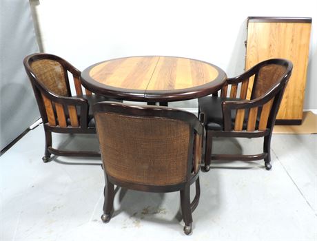 Round Pedestal Game Table / Barrel Chairs / Leaf