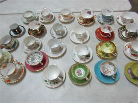 Large English Tea Cup and Saucer Collection, Royal, Hammersley, Paragon