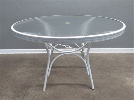 White Glass Top Patio Table