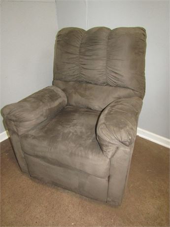 Large Gray Plush Recliner Chair, Overstuffed