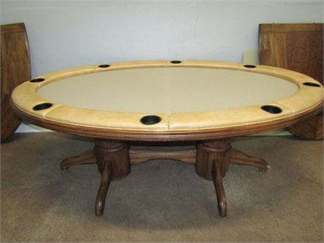 Vintage Oval Poker Table with Wooden Removable Top