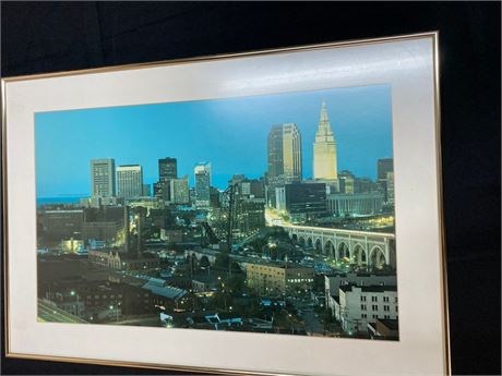 Cleveland Skyline Print Framed