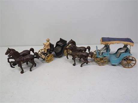 Cast Iron Horse & Carriage Figures