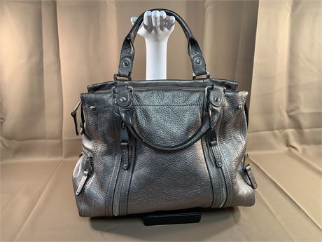 B. Makowsky Double Handle Handbag in Metallic Silver - Etsy