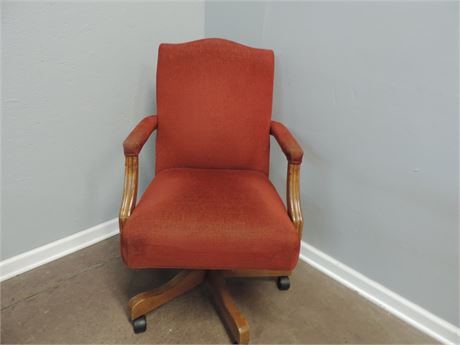 Poppy Color Upholstered Swivel Chair