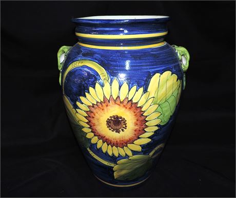Painted Ceramic Sunflower Vase / Italy