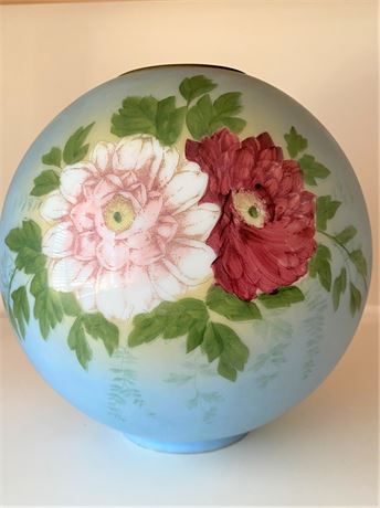 Vintage Blue Hand Painted Floral Lamp Globe
