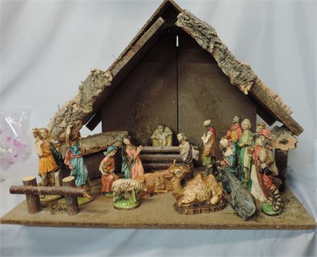 Large Manger and Nativity Scene