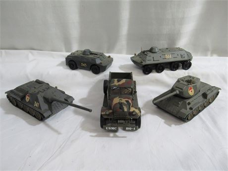 5 Diecast Military Vehicles - 4 Russian and a US Marines 1946 Dodge Power Wagon