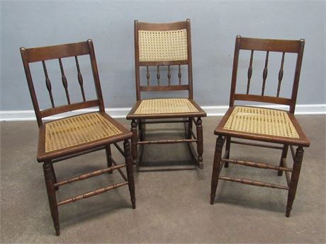 3 Antique Cane Seat Chairs