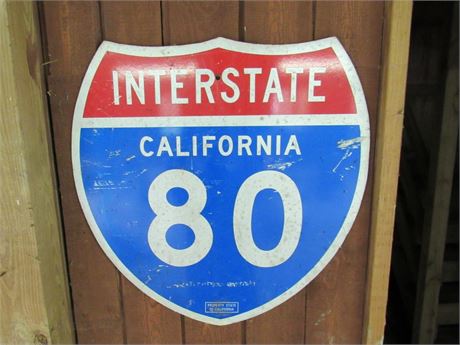Vintage Interstate 80 California Road Sign