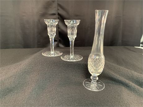 Waterford Bud Vase and  Candle Sticks