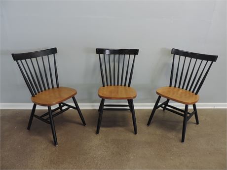 Set of Three Solid Wood Spindle Back Chairs