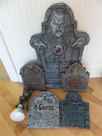 Assorted Halloween Tombstone Decor