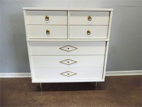 White Lacquer Deco Style High Chest