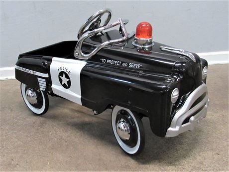 Reproduction 1950's Sad-Face Police Pedal Car