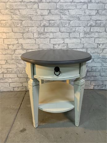 Hand Painted  Charming Oval Side Table with Drawer