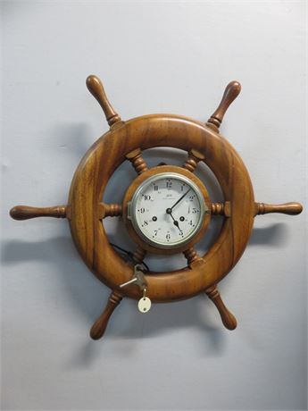SCHATZ Royal Mariner Ships Wheel Clock
