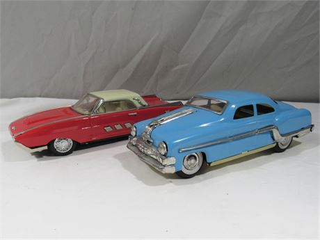 2 Vintage Style Tin Friction Cars