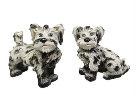 2 Spaghetti Ware Terrier Dog Large Figurines - Italy