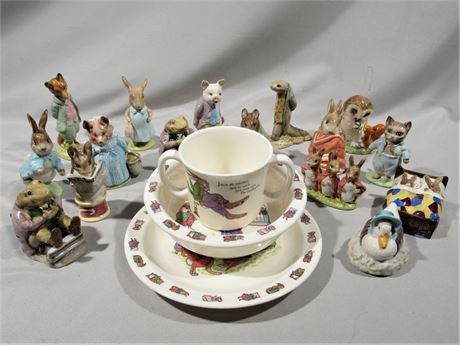 15 Beatrix Potter and a Bunnykins Figurines - 19 Piece Lot