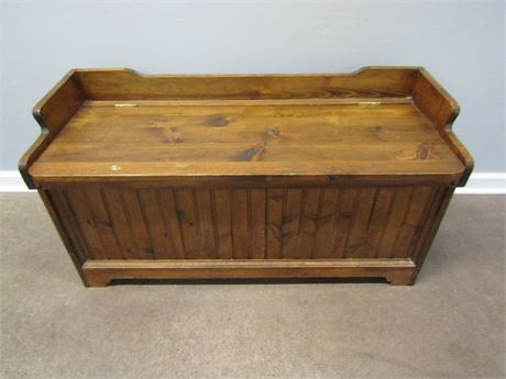 Early Wooden Bench Seat, with Flip Top and Storage