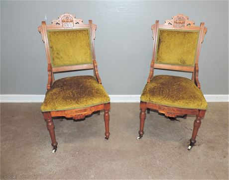 Two Antique Empire Style Accent Chairs