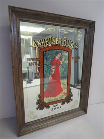 BUDWEISER Mirrored Sign Vintage Advertising