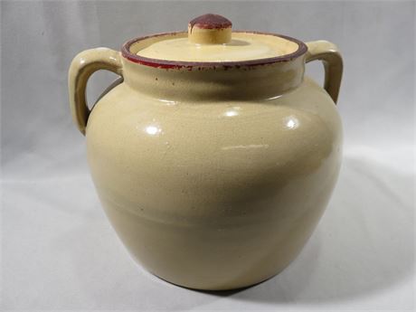 Vintage Yellow Ware Pottery Cookie Jar