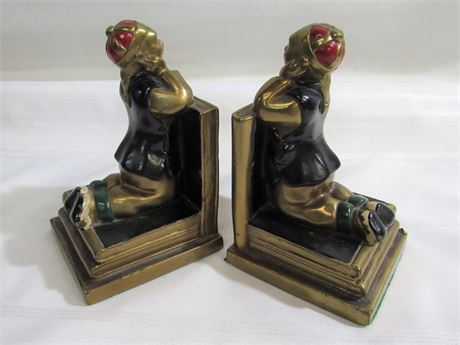 Pair of Vintage 1939 Armor Bronze Co. Bronze Style Asian Bookends