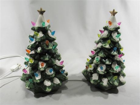 2 small Ceramic Christmas Trees