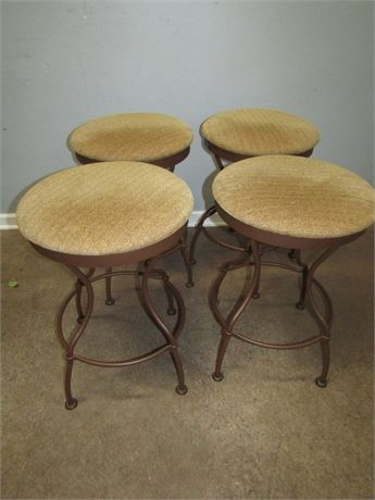 Four Brown Cushioned Bar Stools