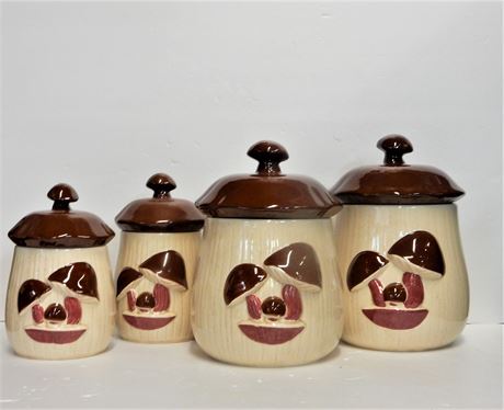Vintage Ceramic Mushroom Canister Set